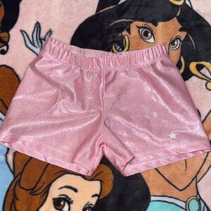 Desira Pink Sparkly Shorts, Dance or gymnastics shorts! Girls Size 5/6 can fit 7
